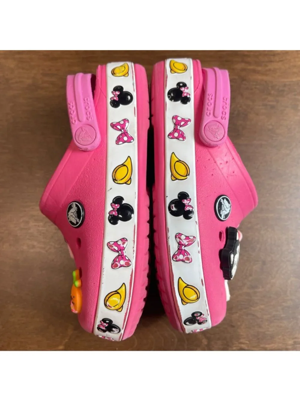 Crocs Disney‎ Minnie Mouse Crocband Clog Toddler Girls Size 10 Hot Pink Jibbitz